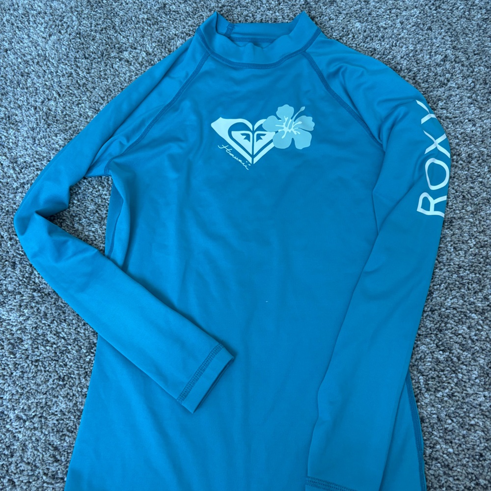 Roxy Teal Long Sleeve Rash Guard